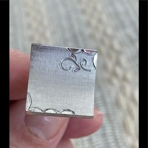 Vintage Swank FO Square Brushed Silver Cufflinks Vine Scalloped MCM